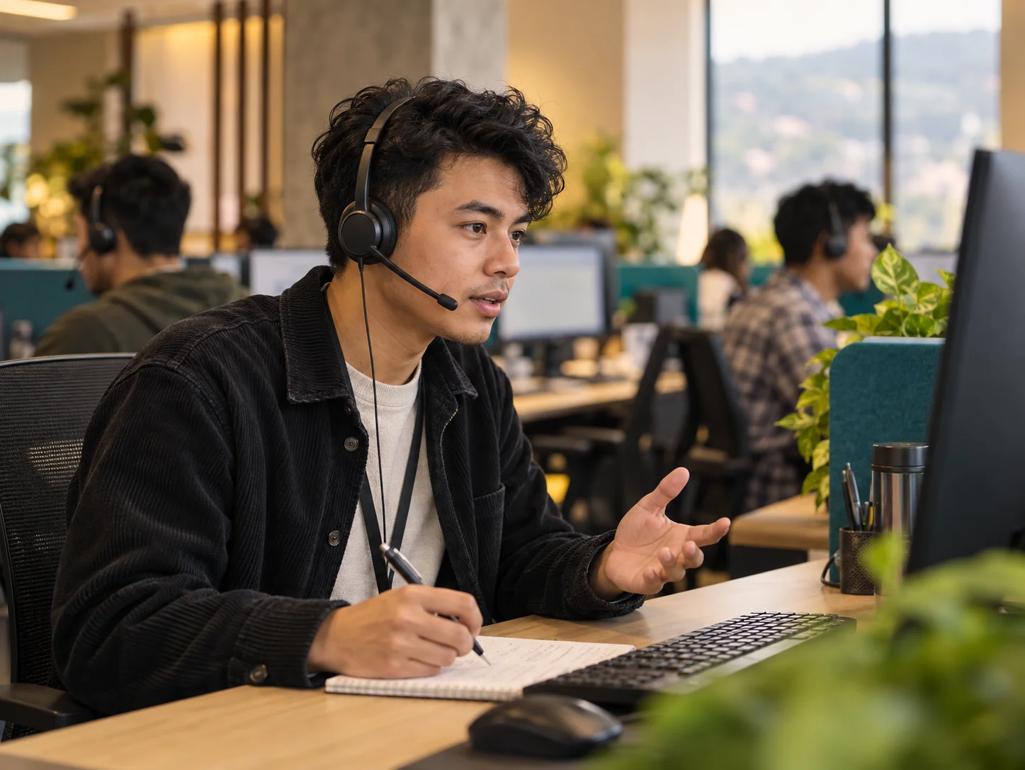 Advisor asking a customer careful questions during a call