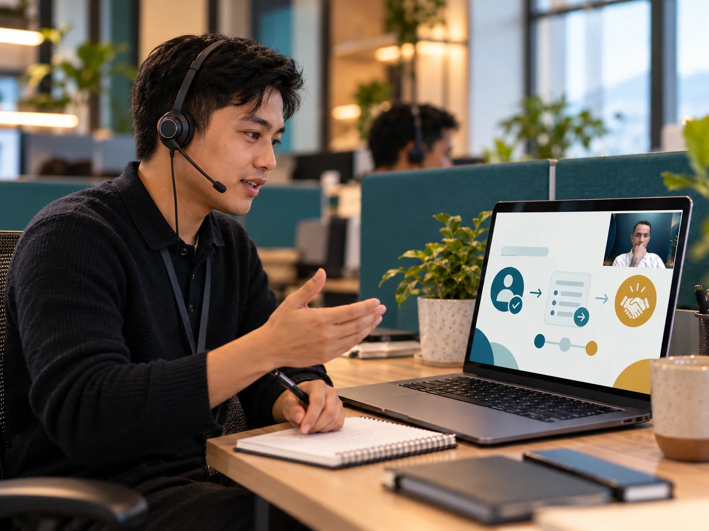 Advisor closing a call with a clear plan