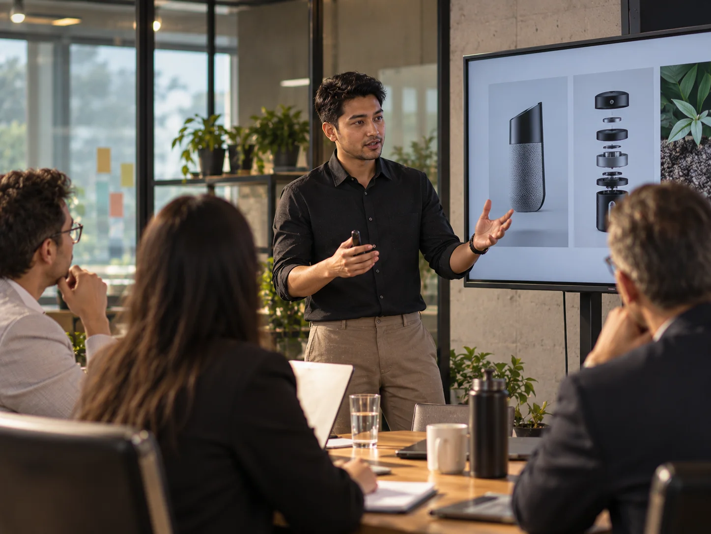 An entrepreneur pitching an idea to an audience
