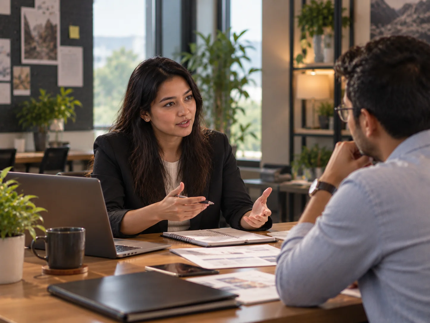An entrepreneur negotiating and aligning with a partner
