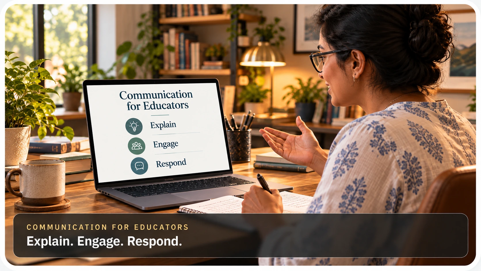 An educator communicating clearly with learners