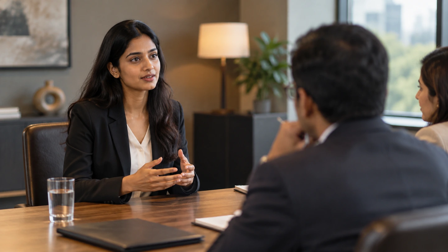 A professional responding during an interview
