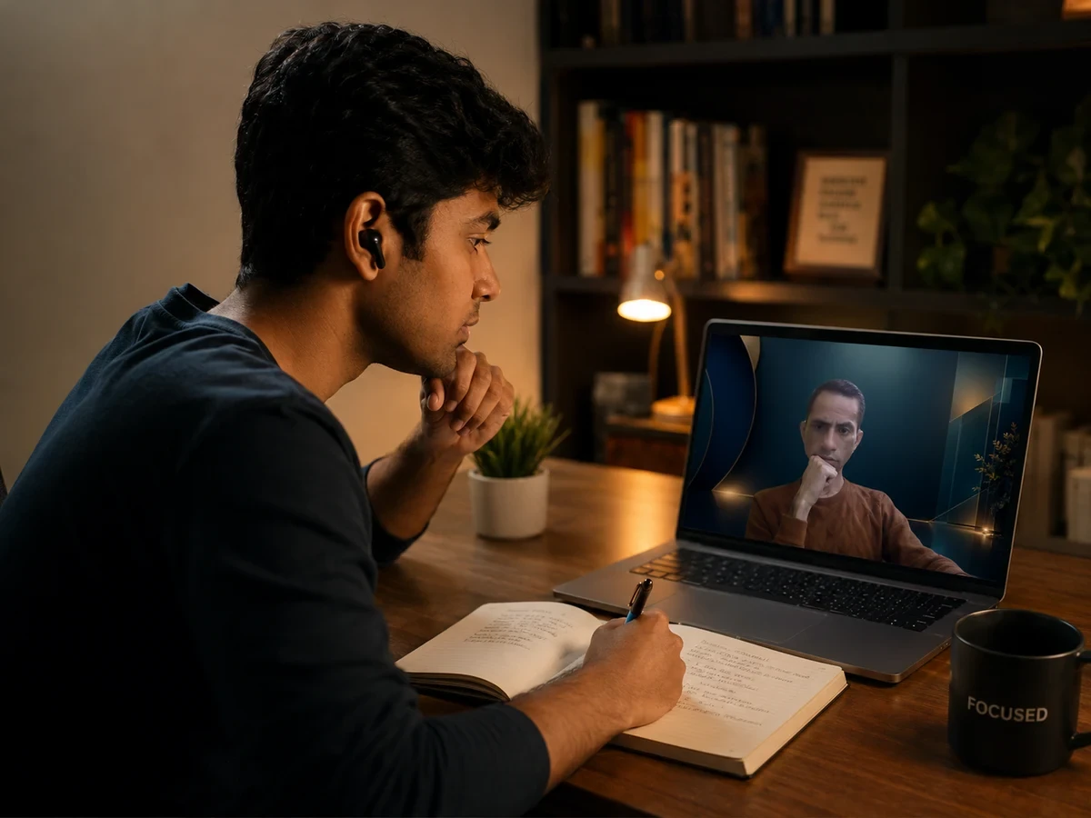 Indian learner receiving live one-to-one spoken English coaching online