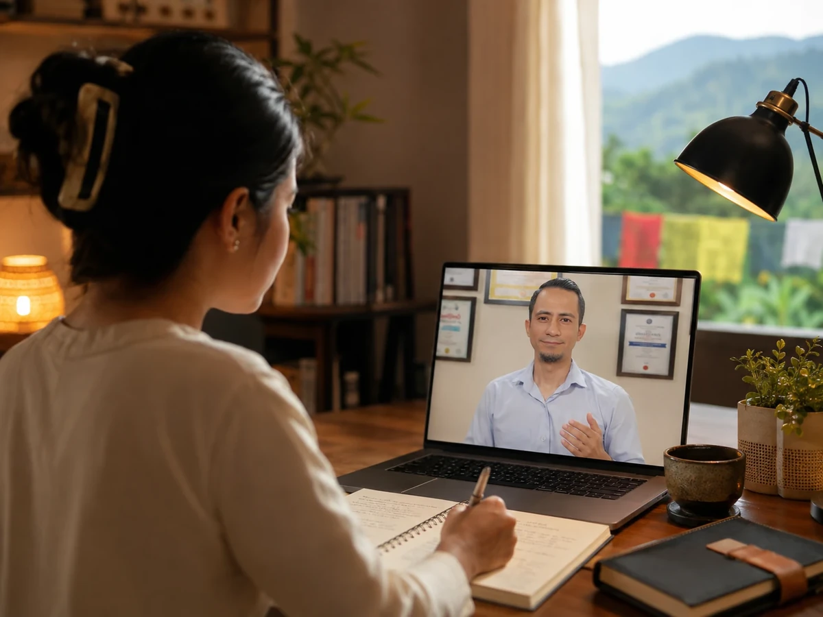 Learner in Northeast India attending live one-to-one communication coaching