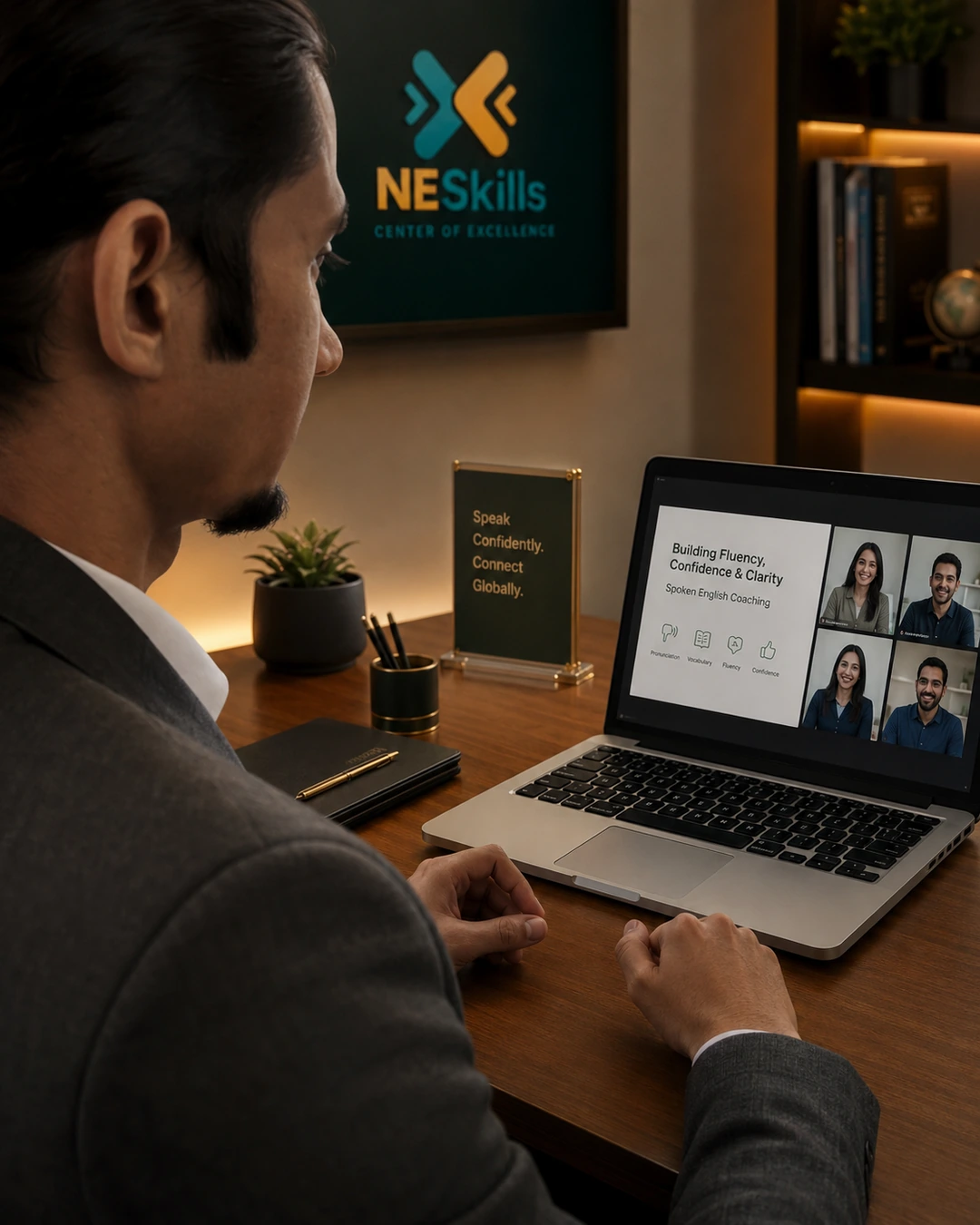 NESkills executive communication coaching in a professional online setting