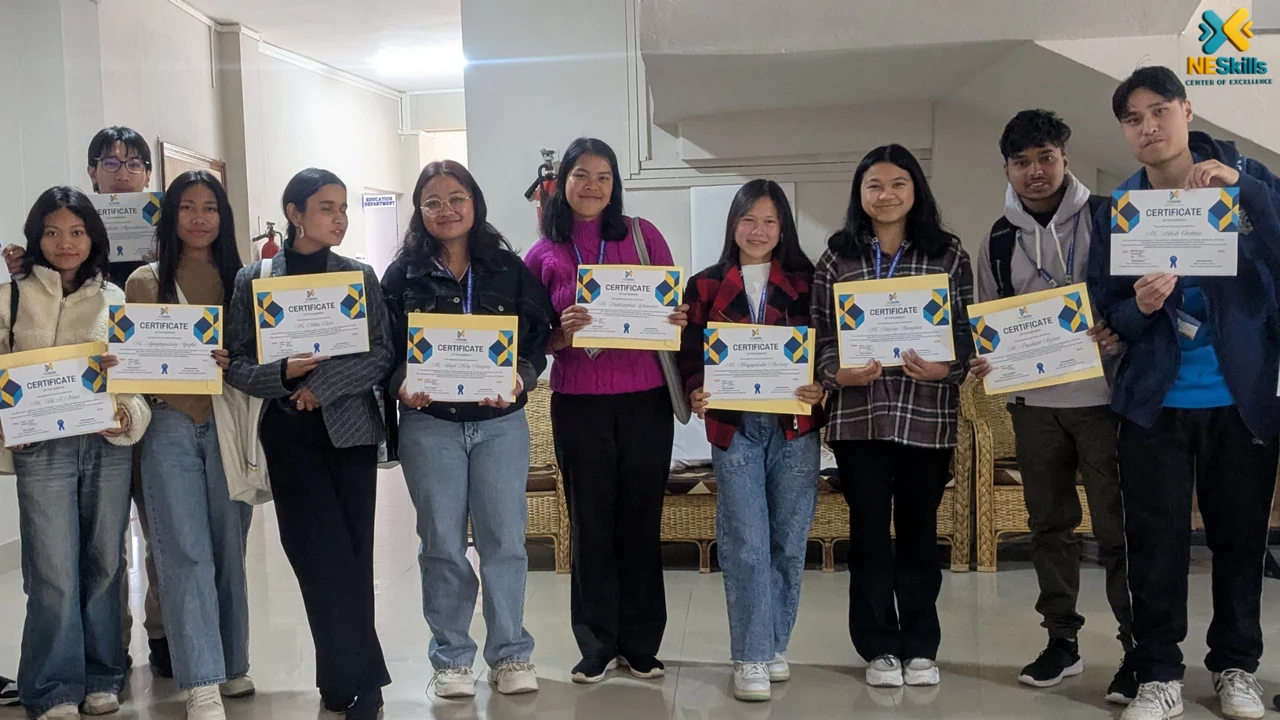 NESkills learners holding certificates after a completed training programme